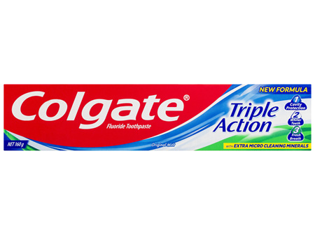 Colgate Triple Action Toothpaste, 160g, Original Mint, with Extra Micro Cleaning Minerals