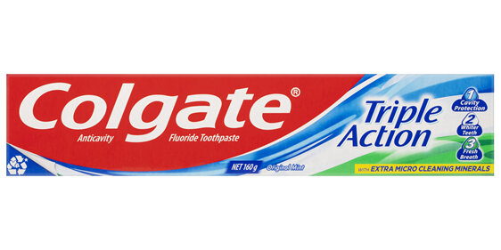 Colgate Triple Action Toothpaste, 160g, Original Mint, with Extra Micro Cleaning Minerals