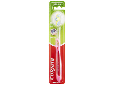 Colgate Twister Manual Toothbrush, 1 Pack, Medium Bristles, Fresher Breath 