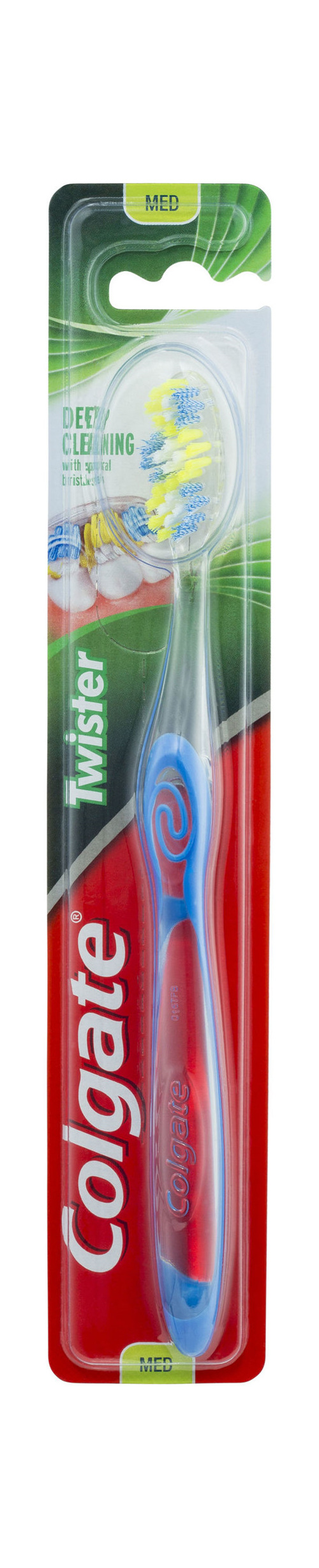 Colgate Twister Manual Toothbrush, 1 Pack, Medium Spiral Bristles, Deep Cleaning