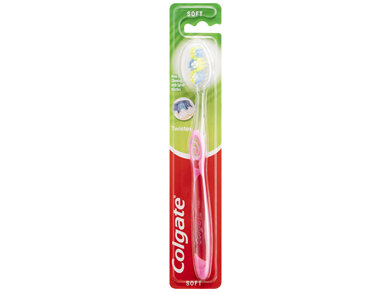 Colgate Twister Manual Toothbrush, 1 Pack, Soft Bristles, Fresher Breath 