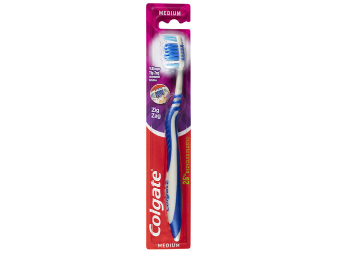 Colgate Zig Zag Manual Toothbrush, 1 Pack, Medium Bristles, Antibacterial Bristles