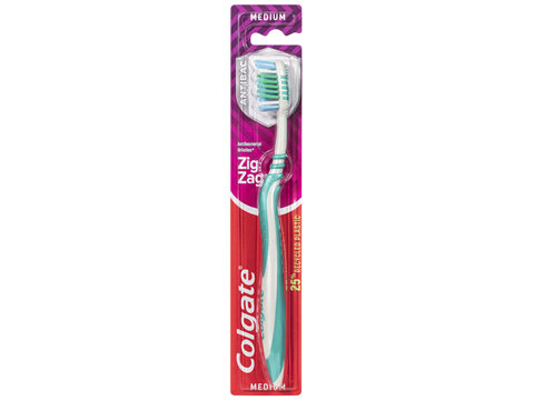 Colgate Zig Zag Manual Toothbrush, 1 Pack, Medium Bristles, Antibacterial Bristles