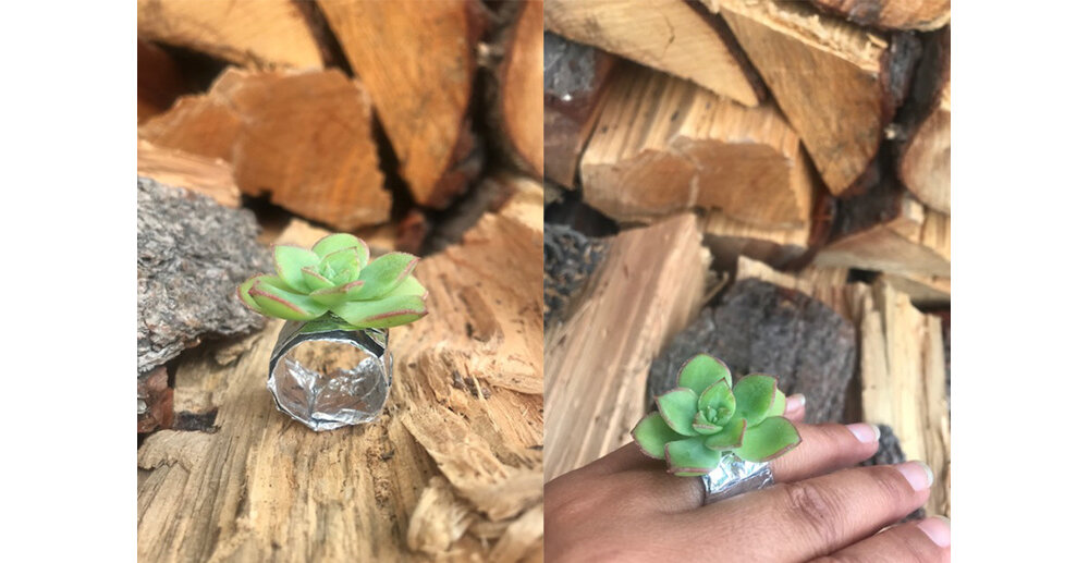 Colleen's Nature Inspired Succulent and Tinfoil ring: