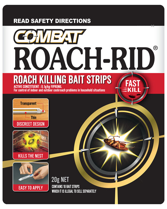 Combat Roach Bait Strips with Fast Kill Action, Pest control Insecticides, 20g, 10 Pack