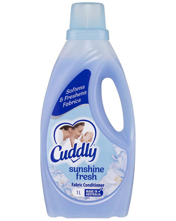 Cuddly Regular Liquid Fabric Softener Conditioner, 1L, Sunshine Fresh, Long Lasting Fragrance,
