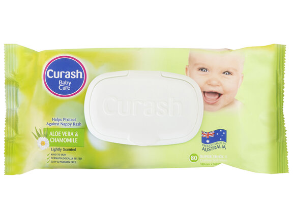 Curash Aloe Vera & Chamomile Baby Wipes 80 Pack