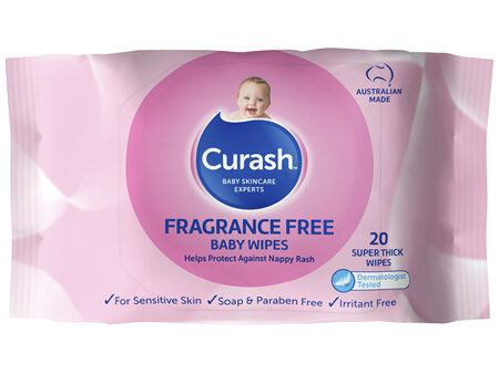 Curash Fragrance Free Baby Wipes 20 Pack