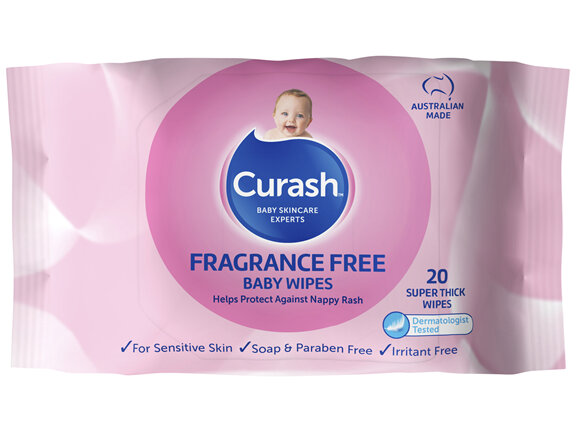 Curash Fragrance Free Baby Wipes 20 Pack