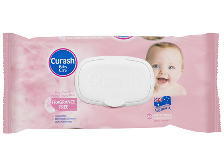 Curash Fragrance Free Baby Wipes 80