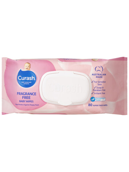 Curash Fragrance Free Baby Wipes 80