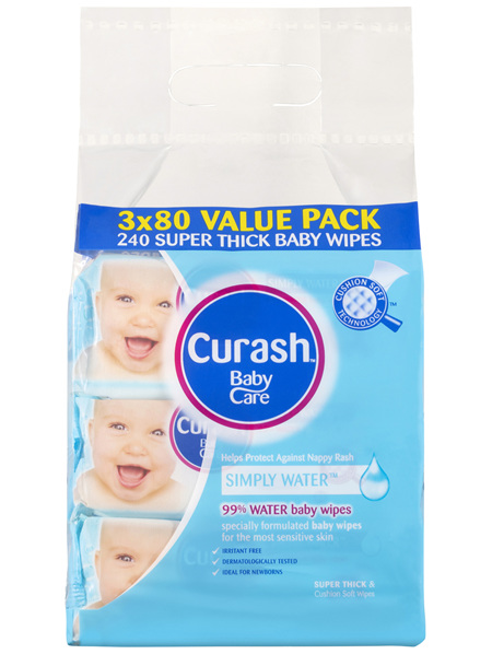 Curash Simply Water Baby Wipes 240 Pack