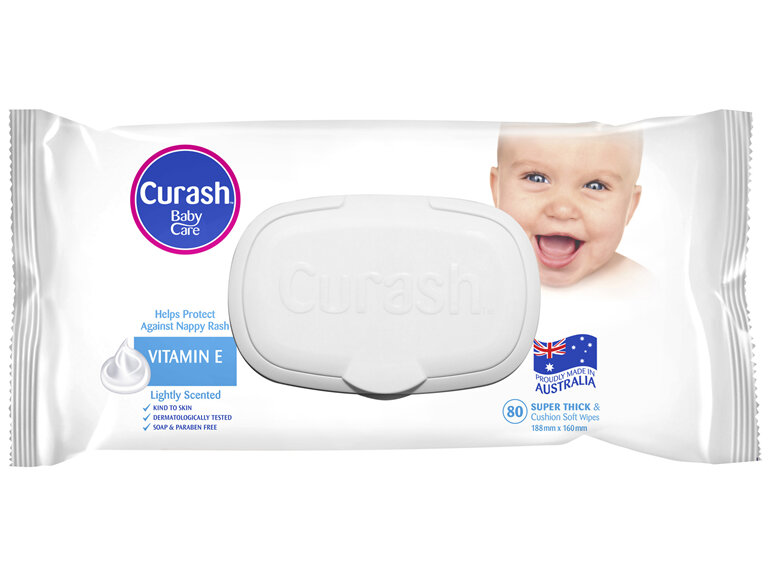 Curash Vitamin E Baby Wipes 80 Pack