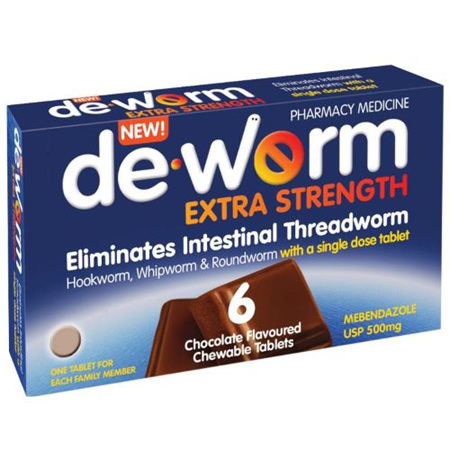 DE-WORM 500mg 6 Tablets Chocolate