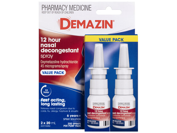 Demazin 12 Hour Nasal Decongestant Spray Value Pack 2 X 20mL