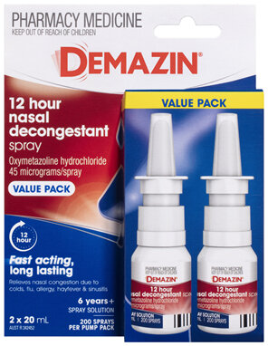 Demazin 12Hr Decongestant Nasal Spray 20ml x2