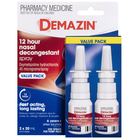 Demazin 12Hr Decongestant Nasal Spray 20ml x2