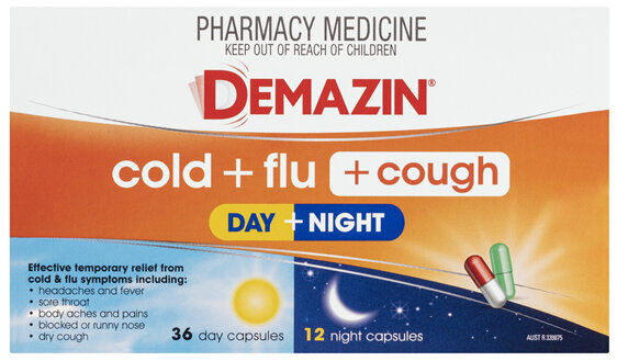 Demazin Cold + Flu + Cough Day + Night 48 Capsules