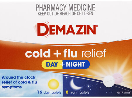 Demazin Cold & Flu Relief Day + Night 24 Tablets