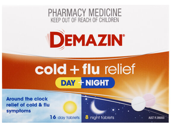 Demazin Cold & Flu Relief Day + Night 24 Tablets