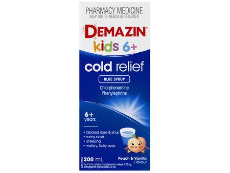 Demazin Cold Relief Blue Syrup 200mL