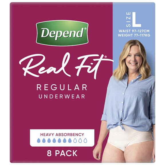 Depend Real Fit For Women Underwear Heavy Absorbency Large 8 Pack