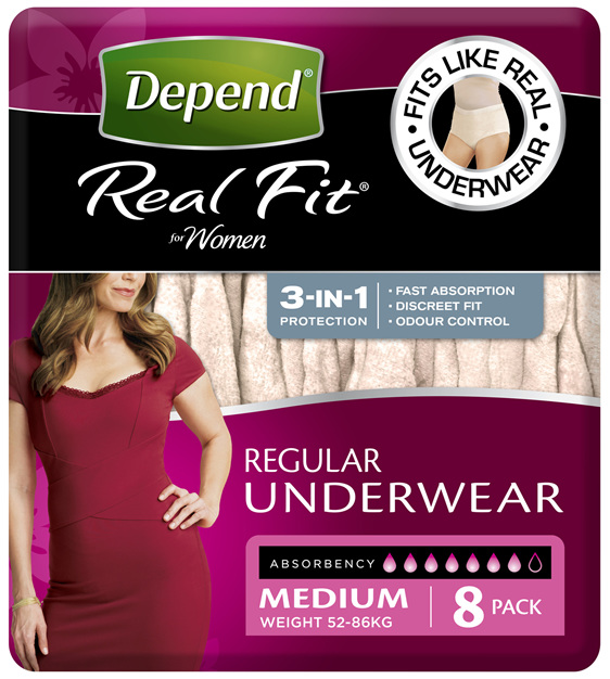 Depend Real Fit For Women Underwear Heavy Absorbency Medium 8 Pack