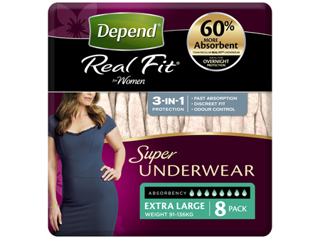 Depend Real Fit For Women Underwear Super Heavy Absorbency X-Large 8 Pack