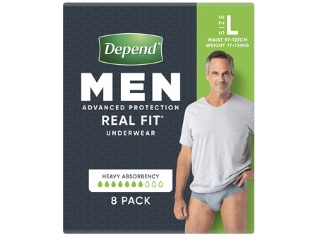 Depend Real Fit Incontinence Underwear Men Large 8 Pack