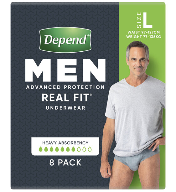 Depend Real Fit Incontinence Underwear Men Large 8 Pack
