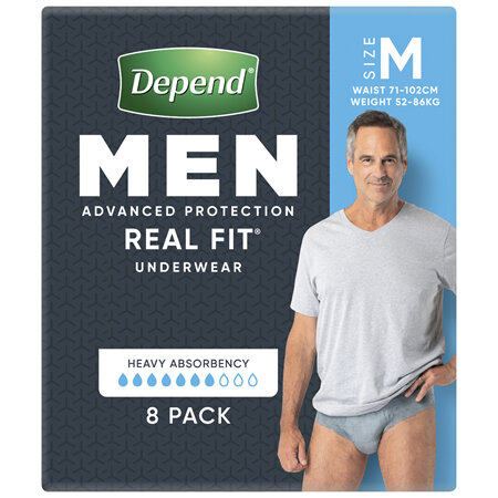 Depend Real Fit Incontinence Underwear Men Medium 8 Pack