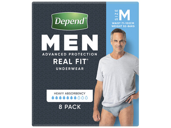 Depend Real Fit Incontinence Underwear Men Medium 8 Pack