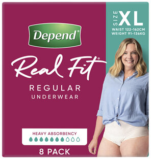 Depend Real Fit Incontinence Underwear Regular Women Extra Large 8 Pack
