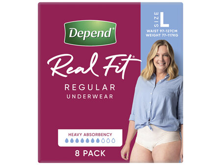 Depend Real Fit Incontinence Underwear Regular Women Large 8 Pack