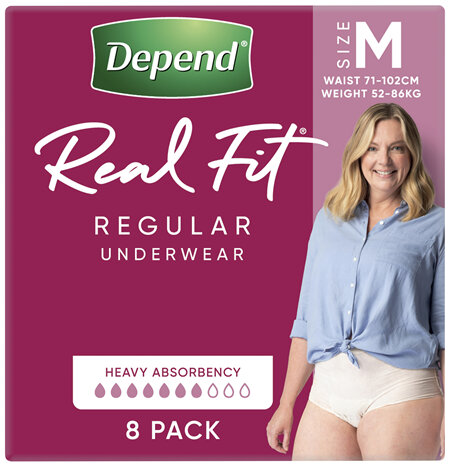 Depend Real Fit Incontinence Underwear Regular Women  Medium 8 Pack