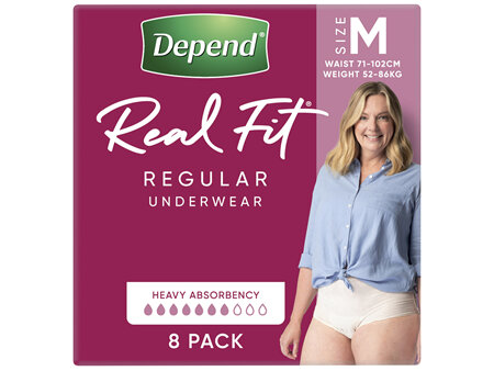 Depend Real Fit Incontinence Underwear Regular Women  Medium 8 Pack