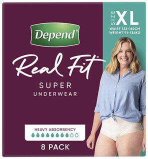 Depend Real Fit Incontinence Underwear Super Women Extra Large 8 Pack