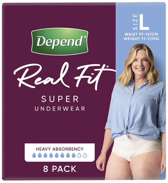 Depend Real Fit Incontinence Underwear Super Women Large 8 Pack