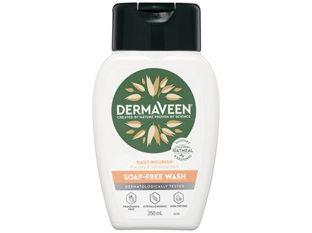 DermaVeen Daily Nourish Soap-Free Wash for Dry & Sensitive Skin 250mL