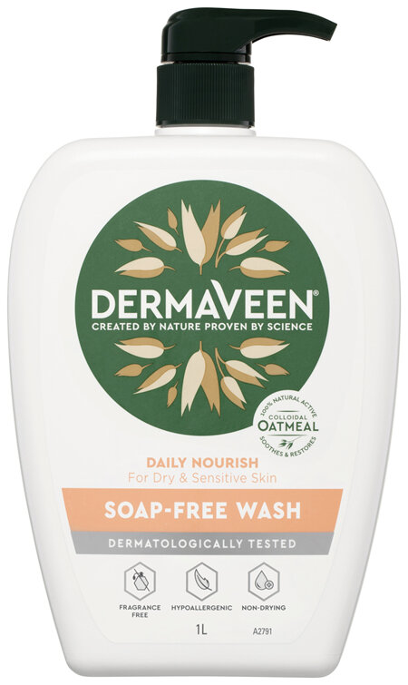 DermaVeen Daily Nourish Soap-Free Wash for Dry & Sensitive Skin 1L