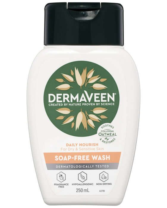 DermaVeen Daily Nourish Soap-Free Wash for Dry & Sensitive Skin 250mL