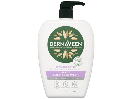 DermaVeen Extra Hydration Gentle Soap-Free Wash for Extra Dry, Itchy & Sensitive Skin 1L