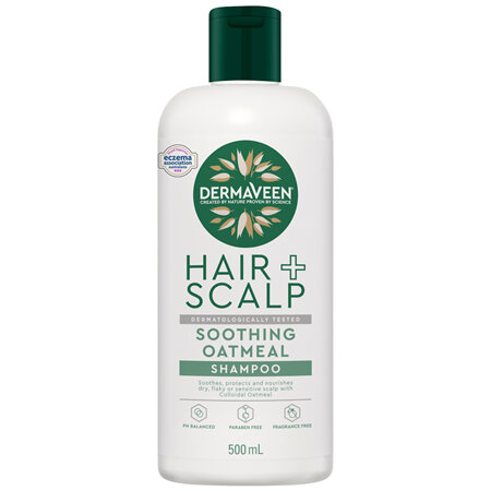 DermaVeen Hair + Scalp Soothing Oatmeal Shampoo for Dry, Flaky or Sensitive Scalps 500mL