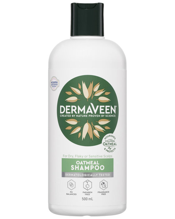DermaVeen Hair + Scalp Soothing Oatmeal Shampoo for Dry, Flaky or Sensitive Scalps 500mL