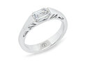 Designer art deco white gold emerald cut diamond engagement ring