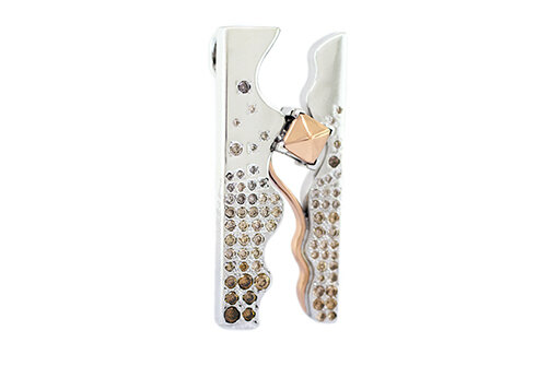 Designer coloured diamond sterling silver and rose gold pendant