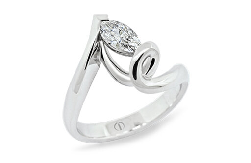 Designer marquise cut diamond platinum twist engagement ring