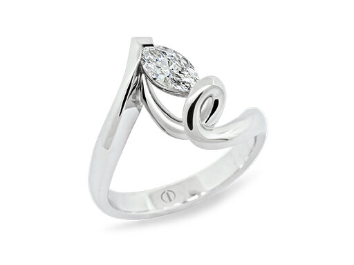 Designer marquise cut diamond platinum twist engagement ring