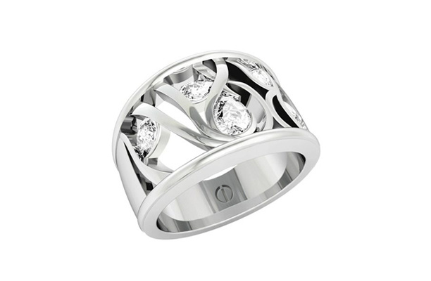 Designer multi stone pear shaped diamond platinum engagement ring