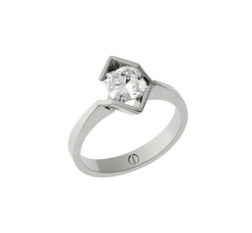 Designer octagonal cut diamond platinum engagement ring